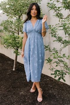 Midi Dress Blue, Curvy Hips, Baltic Born, Perfect Bride, Bridal Shower Dress, Shower Dresses, Civil Wedding, Chiffon Material, Quality Dresses