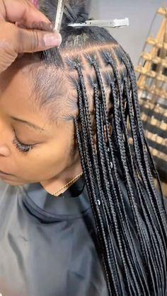 Braided Singles Hairstyles, 26 Inch Braids, Hairstyles Small Braids, Braid Layout, African Knotless Braids, Xs Knotless, Xs Knotless Braids, 100 Years Of Makeup, Women Protective Hairstyles