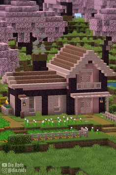 Simple Minecraft House Layout, Minecraft Starting House, Minecraft Houses With Tutorial, Minecfrat Houses Easy, Cute Cozy Minecraft Houses, Minecraft Starter House Cherry, Mini Minecraft Houses Easy, Minecfrat Houses Cottagecore, Minecfrat Houses Aesthetic