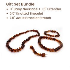 the baby necklace and bracelet set is made from tiger's eye beads