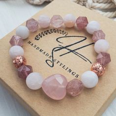 Rose Quartz Diffuser Bracelet Crystals for Self Love | Etsy Handmade Rose Quartz Bracelets As A Gift, Rose Quartz Gemstone Beaded Bracelets As Gift, Quartz Bracelet Crystal, Handmade Rose Quartz Beads Crystal Bracelet, Rose Quartz Beaded Bracelet Gift, Beaded Rose Quartz Crystal Bracelet, Crystal Bracelets Diy, Rose Quartz Bracelet Beads, Handmade Jewelry Business