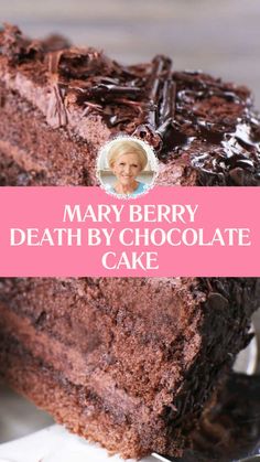 The Mary Berry Death by Chocolate Cake is a decadent dessert made with a combination of plain flour, cocoa powder, bicarbonate of soda, baking powder, caster sugar, golden syrup, eggs, sunflower oil, and milk. This recipe requires a total of 75 minutes and serves 8 people. Chocolate Berries Cake, Cafe Cake Recipes, Vanilla Slice, Choc Cake