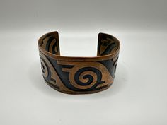 Vintage Native American Southwest Copper Cuff Bracelet Modern Adjustable Cuff Bracelet For Collectors, Adjustable Modern Cuff Bracelet For Collectors, Bronze Bangle Bracelet In Wearable Art Style, Bronze Wearable Art Cuff Bracelet, Copper Cuff Bracelet, Copper Cuff, American Southwest, Cuff Bracelet, San Jose