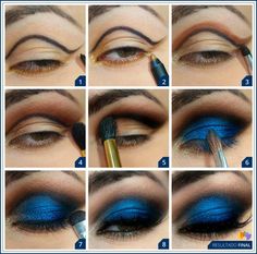 Bright smokey blue eyes Extreme Make-up, Seductive Eyes, Eye Makeup Steps, Makeup Step By Step, Blue Eyeshadow