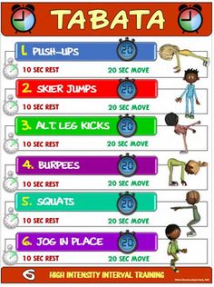 a poster with different types of exercises for kids