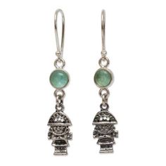 The ceremonial customs of the Inca people inspire the design of these earrings by Patricia Jara. Working with sterling silver she crafts detailed tumi knives once reserved for rituals and now regarded as good luck talismans. Opal gems create a fabulous contrast with its verdant luminescence. .925 Sterling silver Nickel Free Sterling Silver Jewelry For Ceremonial, Nickel-free Sterling Silver Jewelry For Ceremonial Occasions, Nickel-free Sterling Silver Ceremonial Jewelry, Bohemian Hand Forged Sterling Silver Earrings, Spiritual Silver Earrings With Oxidized Finish, Spiritual Oxidized Silver Earrings, Ceremonial Sterling Silver Drop Earrings, Artisan Engraved Dangle Earrings, Nickel-free Silver Ceremonial Earrings