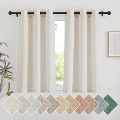 the curtains in this living room are different colors and sizes, but one is white