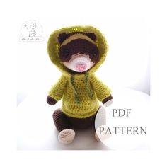 You like crochet, pets, cats, dogs you know... But the ferret is also part of it, he is very cute and very playful! He loves to take the air, hence his warm sweater. It is about 26 cm high and is crocheted in the round in 2.5 mm. The pattern is in digital PDF format and will be sent to you as soon as your purchase is finalized. It is only available in French. EDMOND is easily achievable for an intermediate level of crochet. The step-by-step tutorial contains several photos for each step of the p Crochet Pets, Warm Sweater, Le Crochet, Warm Sweaters, Cats Dogs, Crochet Round, Ferret, Cute Characters, Pets Cats