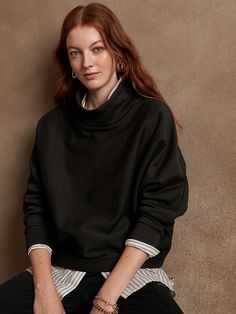 Fleece Mock-Neck Sweatshirt | Banana Republic Factory Mock Neck Sweatshirt, Style Change, Cozy Interior, Banana Republic Factory, Fall Looks, Dolman Sleeve, Giving Up, Warm And Cozy, Mock Neck