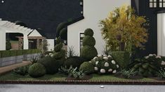 an animated image of some plants in front of a house