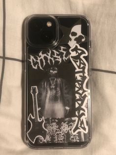 a cell phone case with an image of a skeleton on it