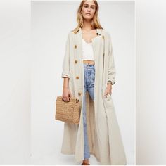 Nwt Oversized Airport Style Summer, Linen Trench Coat, Sweet Melody, Levi Denim Jacket, Maxi Kimono, Trench Coat Outfit, Coat Outfit, Coat Outfits, Airport Style