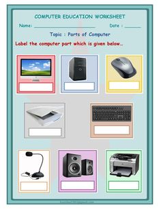 computer education worksheet for class 1 with pictures and text on the front cover