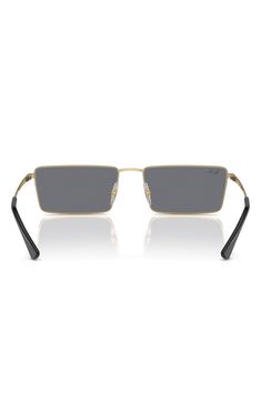 A sleek rectangular silhouette adds retro-cool appeal to stylish sunnies fitted with adjustable nose pads for a secure fit. 58mm lens width; 17mm bridge width; 145mm temple length 100% UV protection Adjustable nonslip nose pads Metal Imported Modern Rectangular Sunglasses With Tinted Lenses, Gold Rectangular Sunglasses With Mirrored Lenses, Modern Rectangular Sunglasses For Formal Occasions, Gold Rectangular Sunglasses With Tinted Lenses, Elegant Rectangular Sunglasses With Mirrored Lenses, Gold Rectangular Tinted Sunglasses, Modern Shield Sunglasses With Metal Square Frame, Modern Rectangular Sunglasses With Mirrored Lenses, Modern Rimless Shield Sunglasses With Metal Frame