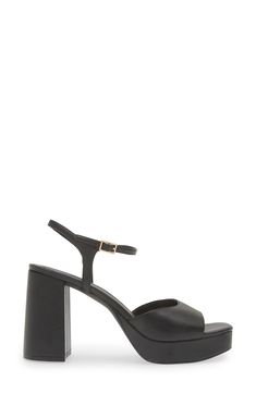 Elevate your evening-out or date-night look with this square-toe sandal lifted on a platform and chunky block heel. 3 3/4" heel; 1" platform (size 8.5) Adjustable strap with buckle closure Synthetic upper, lining and sole Imported Evening Block Heels With Rectangular Buckle Closure, Chic Block Heels With Padded Heel And Rectangular Buckle, Evening Chunky Platform Block Heels, Formal Sandals With Chunky Platform And Ankle Strap, Formal Sandals With Chunky Platform And Block Heel, Open Toe Block Heels With Chunky Platform, Chunky Platform Block Heel Sandals For Evening, Sandals With Removable Insole For Night Out, Block Heel, Night Out Sandals With Removable Insole And Block Heel