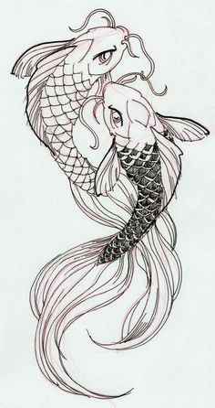 a drawing of a fish with long hair