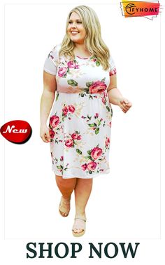 Multicolor Plus Size Floral Print Midi T-shirt Dress T Shirt Dress, Floral Print, On Sale, Shirt Dress, Floral Prints, Plus Size, Free Shipping, Floral, T Shirt