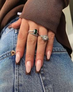 Simple Fall Nails, Fall Nail Trends, Aesthetic Nails, Fall Acrylic Nails, Brown Nails, Autumn Nails, Chic Nails, French Tip Nails