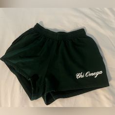 Never Worn, Dark Green Sweatshorts Sorority Merch, Merch Ideas, Chi Omega, Sorority, Dark Green, Womens Shorts, Green, Women Shopping, Color