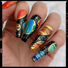 Nails Galaxy Nail Designs, Finger Biting, Galaxy Nail, Creative Nail Art, Witchy Nails, Space Nails, Galaxy Nails, Crazy Nails, Birmingham City