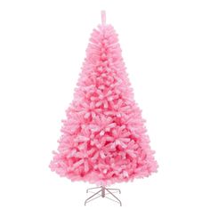 a pink christmas tree on a white background