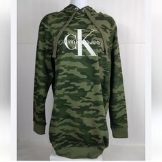 Women's Calvin Klein Oversized Camo Hoodie Sweatshirt Dress, Big Ck Logo Size M, Long Sleeve , Camouflage Sheer Long Sleeve Dress, Pink Long Sleeve Dress, Hoodie Sweatshirt Dress, Chambray Denim Shirt, Ck Logo, Hooded Sweatshirt Dress, Cable Knit Sweater Dress, Black Sweater Dress, Camo Hoodie