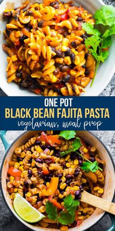 one pot black bean fajita pasta vegetarian meal prep