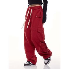 Red Wide-Leg Jazz Dance Cargo Pants  Material: 100%Cotton  Size: M, L, XL, 2XL Color: Black, Gray, Wine Red Waist Type: Mid-High Waist  Season: Spring, Fall, Winter   Occasion: Leisure, Outdoor, Daily, Vacation, Fall Outfits Dance And Marvel Clothing, Baggy Red Cargo Pants With Side Pockets, Red Baggy Parachute Pants For Streetwear, Red Baggy Cargo Pants With Pockets, Red Baggy Hip Hop Pants, Red Baggy Trousers, Red Parachute Pants With Pockets For Streetwear, Red Baggy Parachute Pants With Cargo Pockets, Red Wide Leg Sweatpants For Streetwear