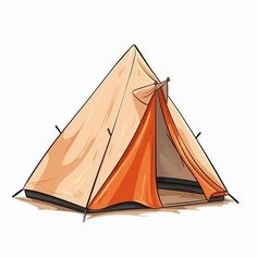 an orange tent sitting on top of a sandy beach