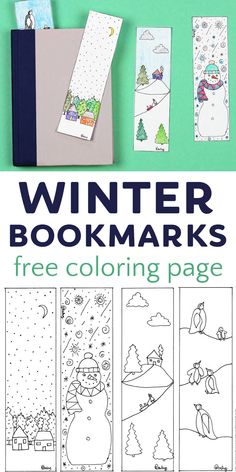 the winter bookmarks are free coloring pages for kids to color and print on paper