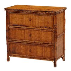 an old bamboo chest with three drawers