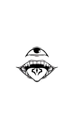 an eye with the word evil written on it's front and bottom corner, in black