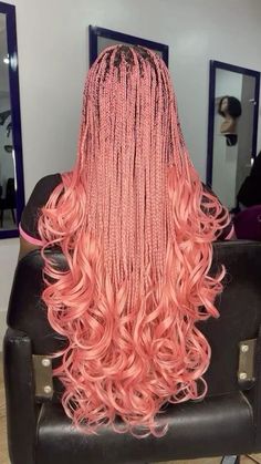 Pink French Curl Braids, French Curl Braids Hairstyles, Curl Braids, Hair Braid Patterns