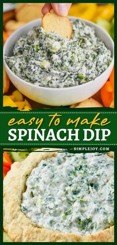 Spinach Dip Recipe, football party food, easy game day snacks, appetizer recipe, homegating, tailgating Appetizer Recipes Cold, Spinach Dip Easy, Cold Dip Recipes, Creamy Spinach Dip