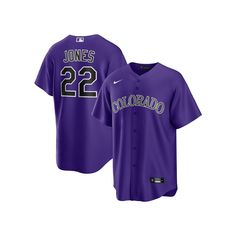 Get yourself ready for the next Colorado Rockies game with this Nike Nolan Jones replica jersey. This Alternate jersey provides you with an inspired design that will have you feeling like your favorite player out on the diamond. Rock this piece with your favorite Colorado Rockies cap for a complete look this season.Get yourself ready for the next Colorado Rockies game with this Nike Nolan Jones replica jersey. This Alternate jersey provides you with an inspired design that will have you feeling Baseball Season Fan Apparel Jersey For Team Events, Fan Apparel Baseball Jersey With Team Logo, Fan Apparel Baseball Jersey For Team Events, Fan Merchandise Baseball Jersey, Jersey Tops For Baseball Season Team Events, Nike Team Spirit Jersey With Team Logo, Nike Team Spirit Jersey For Sports Events, Nike Team Jersey With Logo, Nike Team Spirit Baseball Jersey With Team Logo