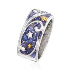 .40 ct. t.w. White Topaz and Black Enamel Celestial Ring in 18kt Gold Over Sterling | Ross-Simons Celestial Ring, Magical Jewelry, Savate, All I Ever Wanted, Fine Jewelery, Funky Jewelry, The Night Sky, Fantasy Jewelry, Dream Jewelry