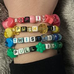 Bracelets With Words, Kandi Cuff, Kandi Bracelets, Bead Charms Diy