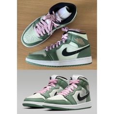 *New Without Tags Or Box* Nike Women's Air Jordan 1 Mid Se 'Dutch Green' ***Sold Out/Archived Colorway -- Threw Away Box But Never Worn!*** Color : Dutch Green/Barely Green/Light Arctic Pink/Black Size : Us 7 Women's Style : Cz0774-300 Current Resale Value : $353 - $393 Fresh Colors For A Fave. Give Your Look An Edge In The Air Jordan 1 Mid Se. Made With Premium Leather Throughout, It Features An Updated Color Scheme, Making A Fresh Play On The All-Time Favorite. Benefits - Full-Grain Leather In Mid Dutch Green Jordans, Jordan Verde, Jordan 1 Low White, Green Jordans, Jordan 4’s, Red Jordans, Air Jordan 1 Mid Se, Jordan 4s, Womens Air Jordans