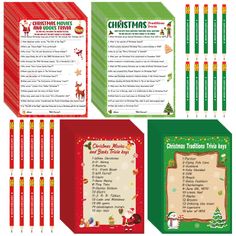 christmas tri foldables are shown in green and red