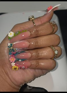 Summer Duck Nails, Vacay Nails Acrylic, Duck Nail Designs, Drip Nails, Claw Nails, Girly Acrylic Nails, Dope Nail Designs