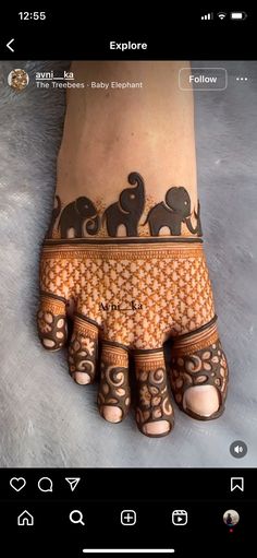 Mehendi Designs With Elephant, Animal Mehndi Designs, Mehendi Tattoo Designs, Simple Feet Henna, Elephant Mehendi Design, Mahendiii Design, Elephant Mehndi Design, Minimalist Mehendi Designs, Mahendi Designs Simple