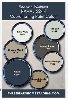 sherylin williams's naval 644 coordinating paint colors for the walls