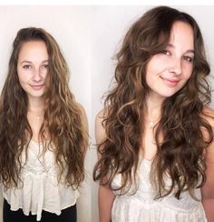 Curly Haircut Side Part, Curtain Bangs Wavy Hair Natural Curls, Long Bangs Wavy Hair, Wavy Shaggy Hair, Shag Cut No Bangs, Shaggy Hair Ondulado, Wavy Haircuts Medium