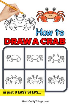 how to draw a crab in just 9 easy steps with pictures and instructions for kids