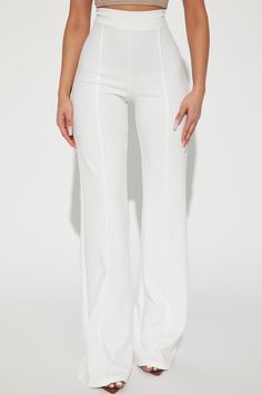 Available In White. Tall: 36" Inseam High Waist Back Zipper Wide Leg Flare Pant Stretch Pleated 95% Polyester 5% Spandex Imported | Tall Victoria High Waisted Dress Pants in White size 2X by Fashion Nova Flare Pants Outfits, Pant Outfits For Women, High Wasted Pants, White Flare Pants, High Waisted Dress, White Dress Pants, Disco Theme, High Waisted Dress Pants, Cream Pants