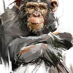 a drawing of a monkey with his arms crossed