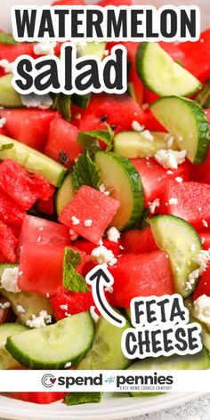 watermelon salad with feta cheese and cucumbers