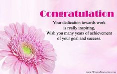 a pink flower with the words congratulations written on it and an image of a pink flower