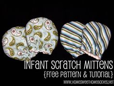 three different styles of cloth mittens with the words instant scratch mittens free pattern and instructions