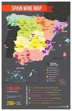 the wine map of spain is shown in this image